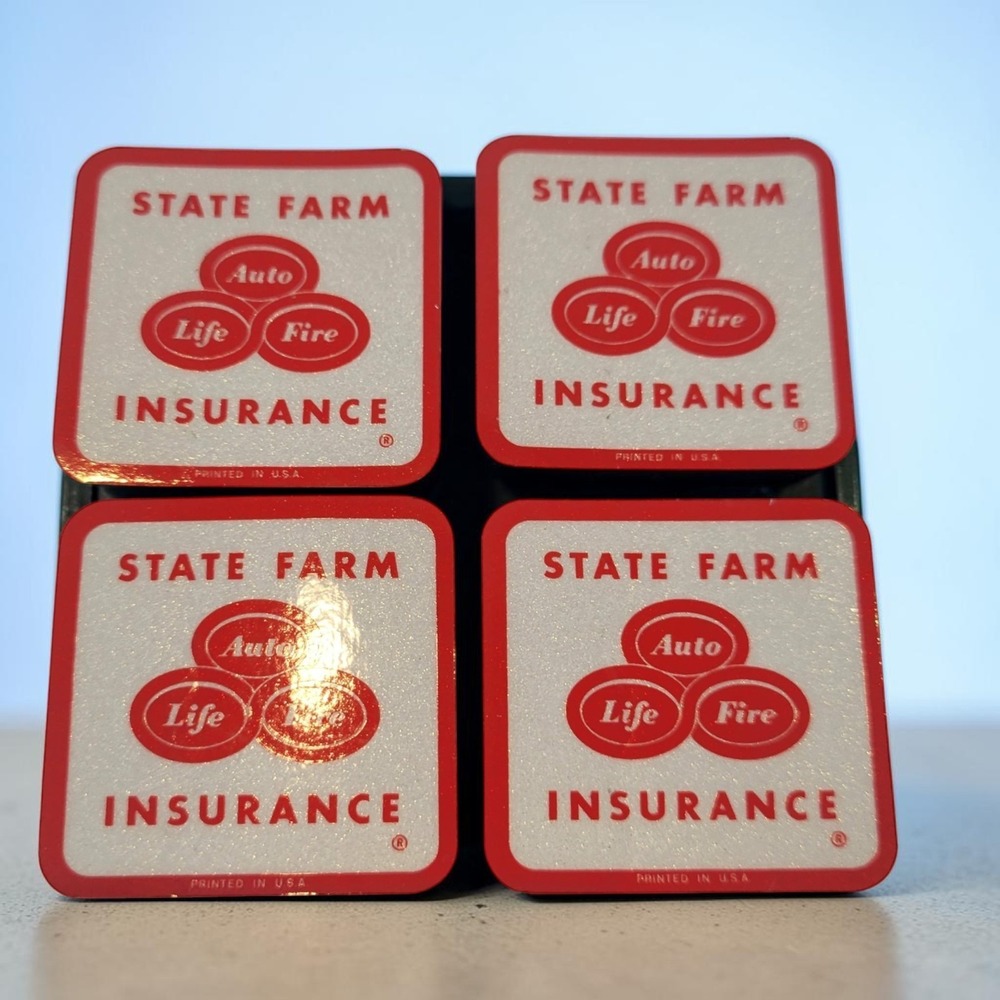 State Farm Insurance SMALL 1.5"‎ Reflective Bumper Stickers Decal Lot Of 4 Vtg